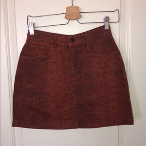 BDG burnt orange snake skin skirt